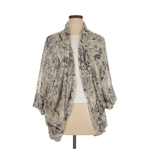 Zac & Rachel Kimono Paisley Cardigan Dressy Dolman Work Coverall Classy Artsy XL - Picture 1 of 3